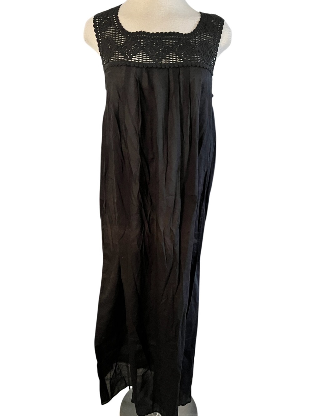 J. Crew Black Crochet-trim dress Black Midi (tie waist not included) Size XS NWT - Picture 4 of 8